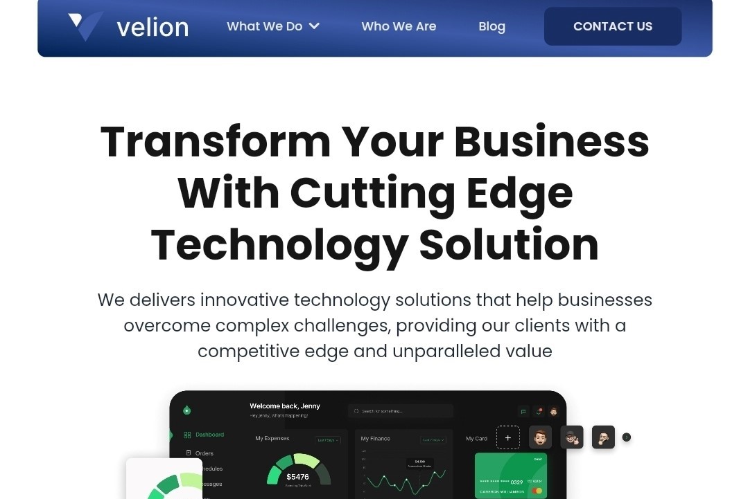 The Velionit webpage